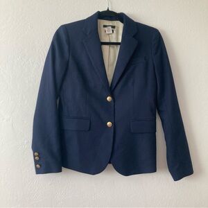 J Crew Schoolboy Blazer Navy Blue Wool Blend Preppy Academia Old Money Womens 0